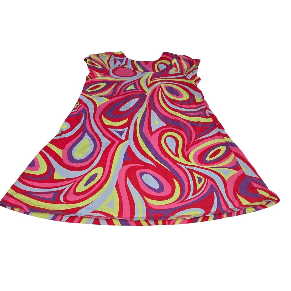 Hannah Andersson Girls 120 6X-7 Dress‎ Stretch Short Sleeve Colorful Circles